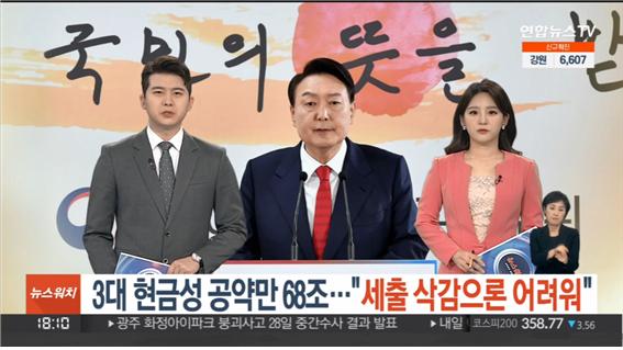 [연합뉴스]3대 현금성 공약만 68조..”세출 삭감으론 어려워”